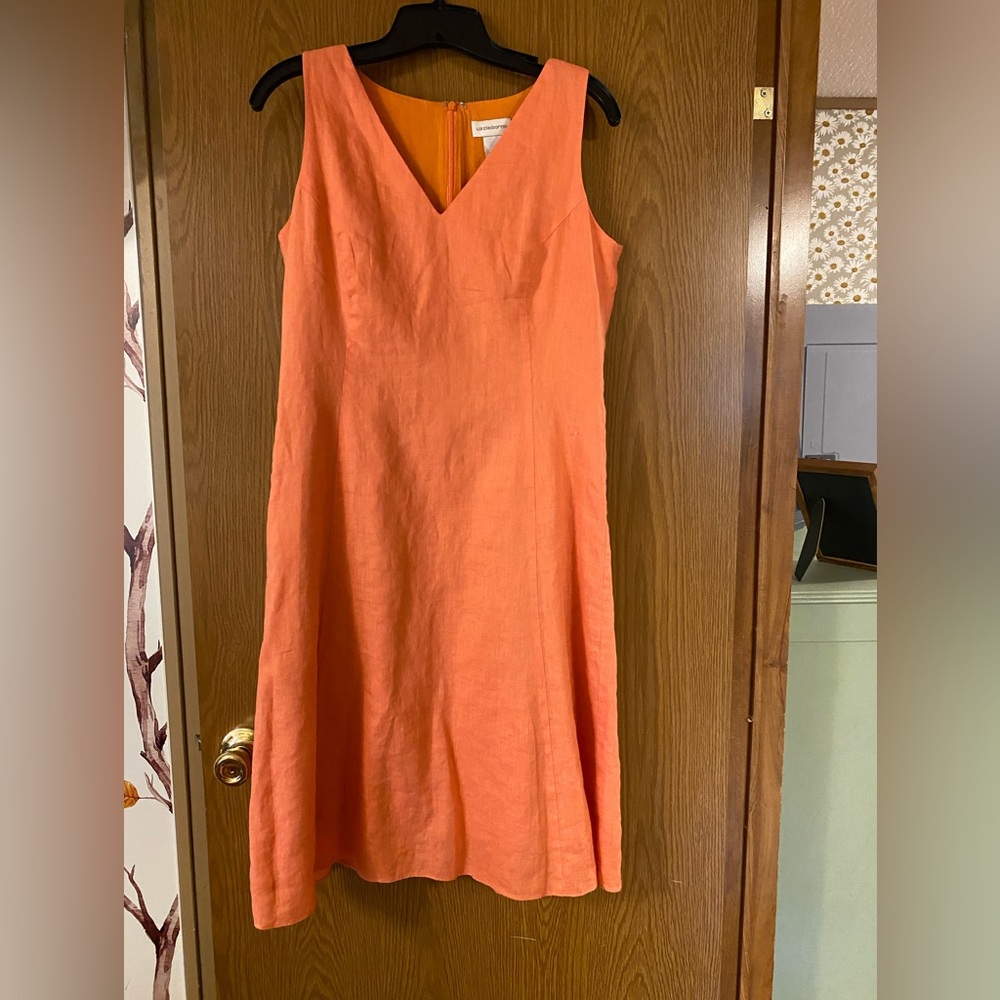 Liz Claiborne Coral Sleeveless V-Neck A-Line Dress